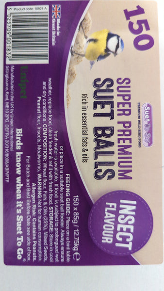 Super premium suet ball insect flavour. Per ball. BBD:Feb26