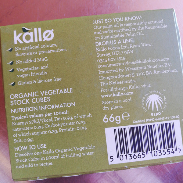 Kallo Organic Vegetable Stock Cubes BBE:03/26