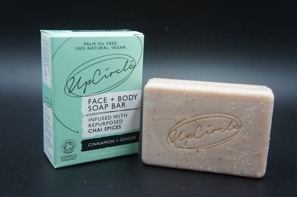 Upcircle Cleansing Face + Body Soap bar Cinnamon and Ginger. 100g