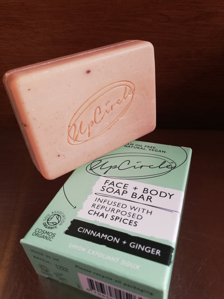 Upcircle Cleansing Face + Body Soap bar Cinnamon and Ginger. 100g