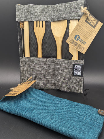 Jungle Culture Reusable Bamboo Cutlery Set - Handmade & Eco-Friendly Pack