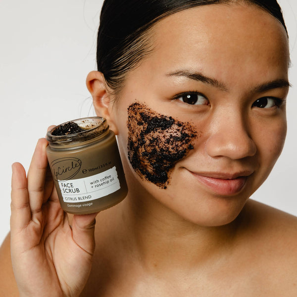 Coffee + Rosehip Citrus Face Scrub, Vegan Eco Spa Exfoliator: 100ml