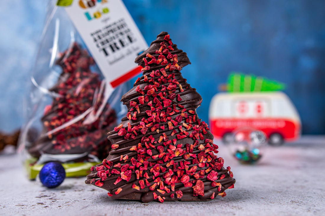 Cocoa Loco Dark Chocolate & Raspberry Christmas Tree 150g